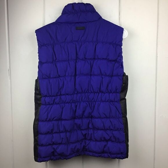 Andrew Marc Puffer Vest Faux Leather Blue & Black, Size Large - Picture 7 of 8